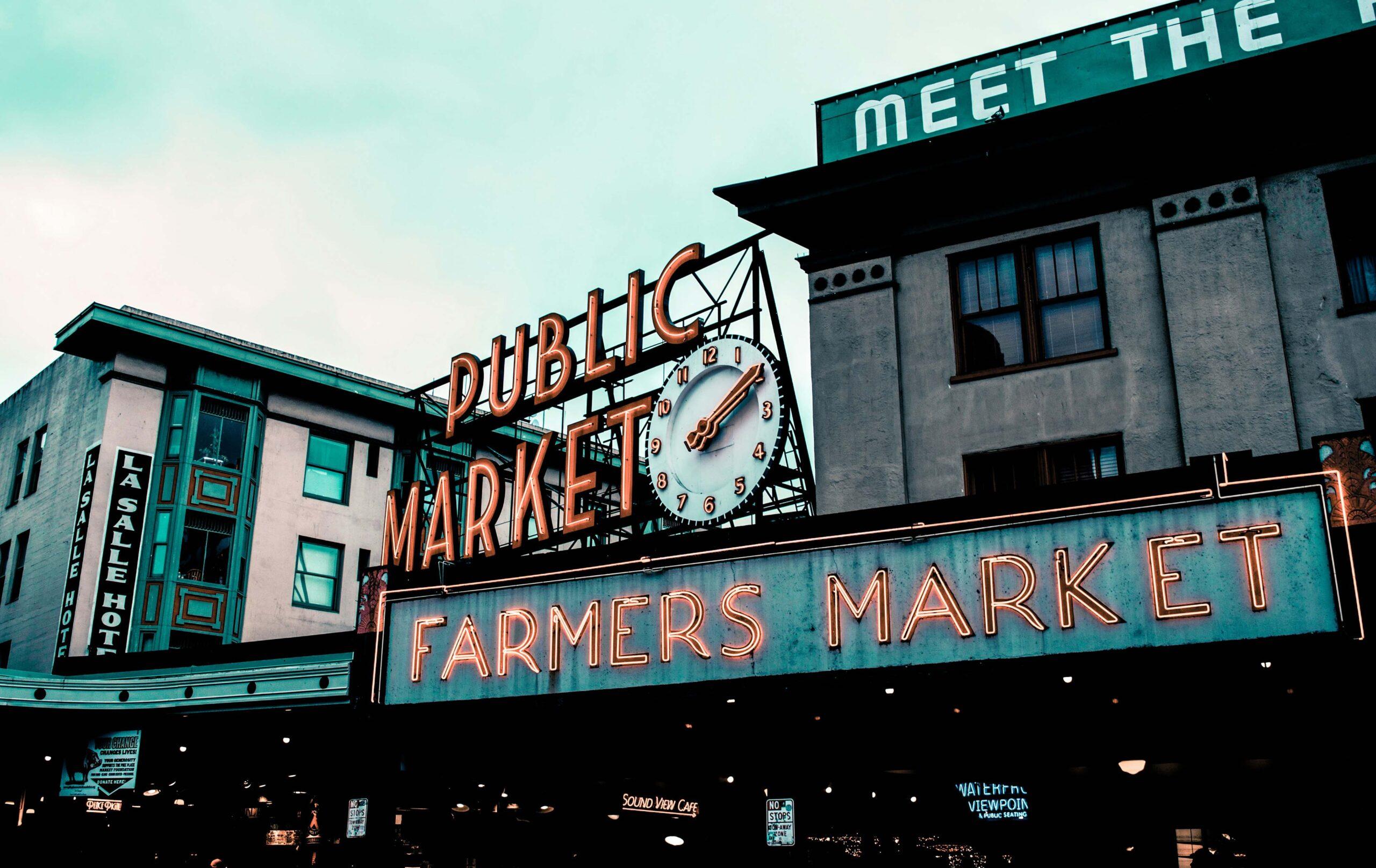 Outside the Pike Place Market in Seattle.